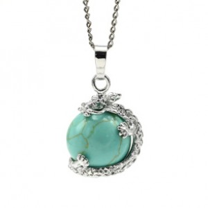 Кулон Дракон на шаре 18*20мм с бирюзой иранской искусственной