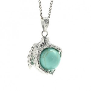 Кулон с бирюзой иранской (имитация) Лапа Дракона 25*25мм, шарик 16мм