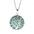 Кулон Дерево двусторонний в металле с бирюзой иранской (имитация) 27*27мм