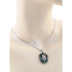 Кулон на цепочке с перламутром гелиотис 21*28мм, 43см