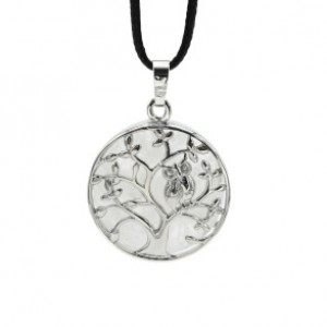 Кулон Дерево двусторонний в металле с горным хрусталем 27*27мм