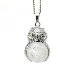 Кулон женский Сова с горным хрусталем в металле 18*26мм