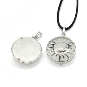Кулон Солнце двусторонняя в металле с горным хрусталем 27*27мм