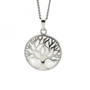 Кулон Дерево двусторонняя в металле с горным хрусталем 27*27мм