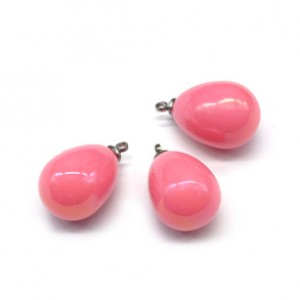 Кулон капля 13*18мм из майорки цвет клубничный (иск.)