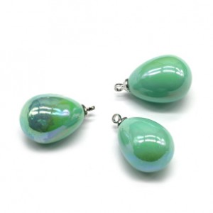 Кулон Капля 13*18мм из майорки цвет мятный (иск.)