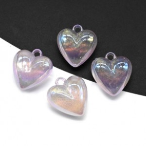 Кулон сердце 20*22мм из акрила цвет лавандовый перламутр, 1шт (иск.)