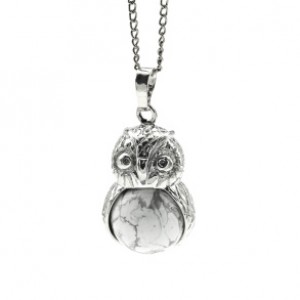 Кулон женский Сова с кахолонгом в металле 18*26мм