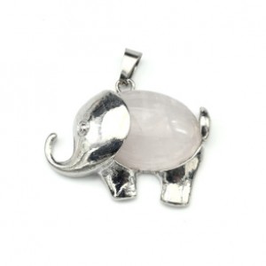 Кулон Слон 38*25мм с розовым кварцем