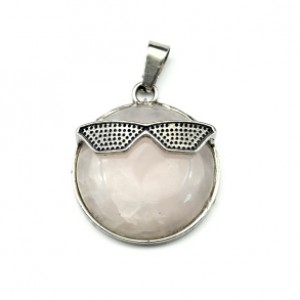 Кулон Смайл 27мм с розовым кварцем