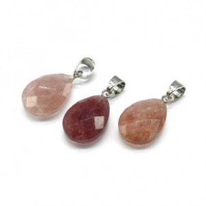 Кулон из кварца клубничного капля гр.13*18мм