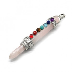 Кулон 7 чакр 14*81мм из розового кварца