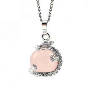 Кулон Дракон на шаре 18*20мм с розовым кварцем