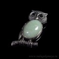 Кулон "Сова" 27*54мм с кварца (имитация нефрита)