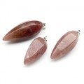 Кулон из кварца клубничного перчик с гранями 18*42мм Кулон из кварца клубничного перчик с гранями 18*42мм