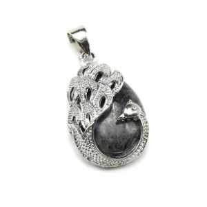 Кулон с лабрадором (ларвикит) искусственным Птица 20*30мм