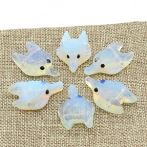 Кулон из лунного камня "Голова лисы" 38*24*10мм (иск.)