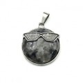 Кулон Смайл 27мм с лабрадором (ларвикит)