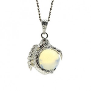 Кулон с лунным камнем Лапа дракона 25*25мм, шарик 16мм (иск.)