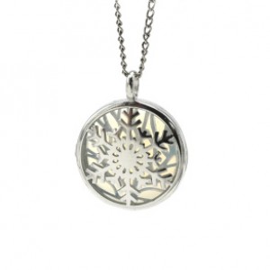 Кулон открывающийся Снежинка 25*25мм с лунным камнем (иск.)