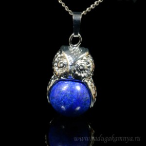 Кулон женский Сова с лазуритом в металле 18*26мм