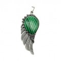 Кулон с малахитом искусственным Крыло 23*52мм