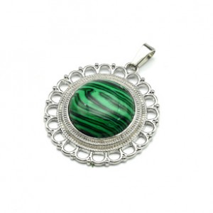 Кулон из малахита искусственного круг 35мм