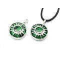 Кулон Солнце двусторонняя в металле с малахитом (имитация) 27*27мм