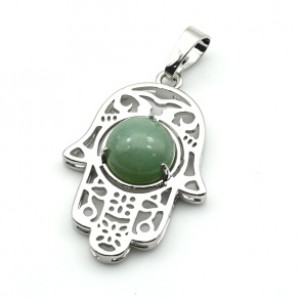 Кулон Рука Фатимы 22*30мм с нефритом прессованным в оправе из ювелирного сплава Кулон Рука Фатимы 22*30мм с нефритом прессованным в оправе из ювелирного сплава