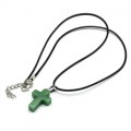 Кулон на шею из нефрита (имитация) Крест 18*25мм на шнурке, 45см