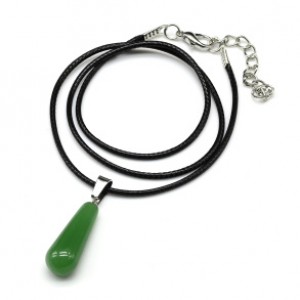 Кулон на шнурке Капля 10*25мм из нефрита (имитация), 45см
