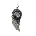 Кулон с обсидиана снежного искусственного Крыло 23*52мм