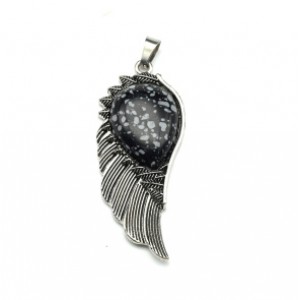 Кулон с обсидиана снежного искусственного Крыло 23*52мм Кулон с обсидиана снежного искусственного Крыло 23*52мм