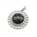 Кулон из обсидиана снежного искусственного круг 35мм