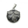Кулон Смайл 27мм с обсидианом снежным (иск.)
