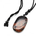 Кулон из обсидиана форма на шнурке 23*38мм, 62см