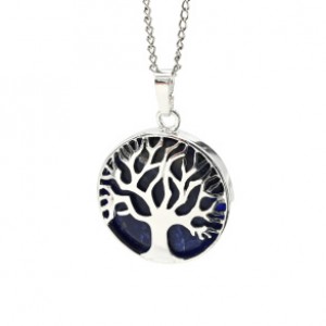 Кулон Дерево двусторонняя в металле с содалитом 27*27мм