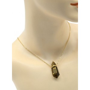 Парфюмерный флакон-кулон из раухтопаза на цепочке 18*40*13мм