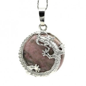 Кулон Дракон 24*24мм с родонитом