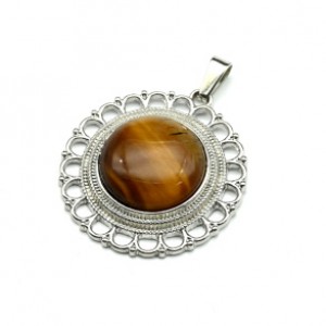 Кулон из тигрового глаза круг 35мм
