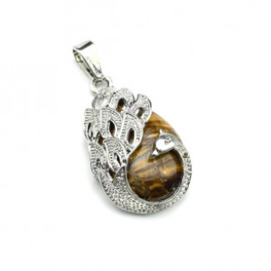 Кулон с тигровым глазом Птица 20*30мм