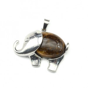 Кулон Слон 38*25мм с тигровым глазом