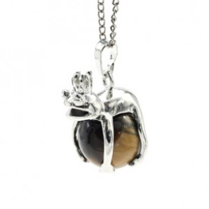 Кулон с тигровым глазом Царевна лягушка 17*25мм