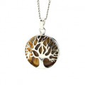 Кулон Дерево двусторонняя в металле с тигровым глазом 27*27мм Кулон Дерево двусторонняя в металле с тигровым глазом 27*27мм