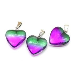 Кулон Сердце 20*20мм цвет флюорит (иск.)