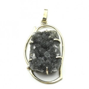 Кулон с халцедоном щетка 28*45мм