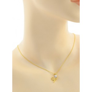 Кулон Завиток 10*21мм с фианитом на цепочке, цвет золотистый (иск.)