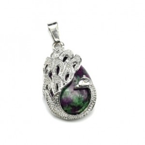 Кулон с цоизитом искусственным Птица 20*30мм