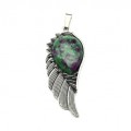 Кулон с цоизитом искусственным Крыло 23*52мм