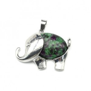 Кулон Слон 38*25мм с цоизитом (имитация)